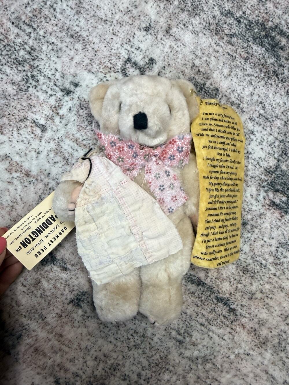 Vtg PADDINGTON BEAR 9" DARKEST PERU Eden Toys 1975 Plush Thinking Of You RARE
